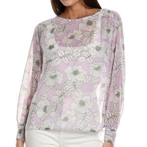 CABI sheer lightweight lilac floral top size large